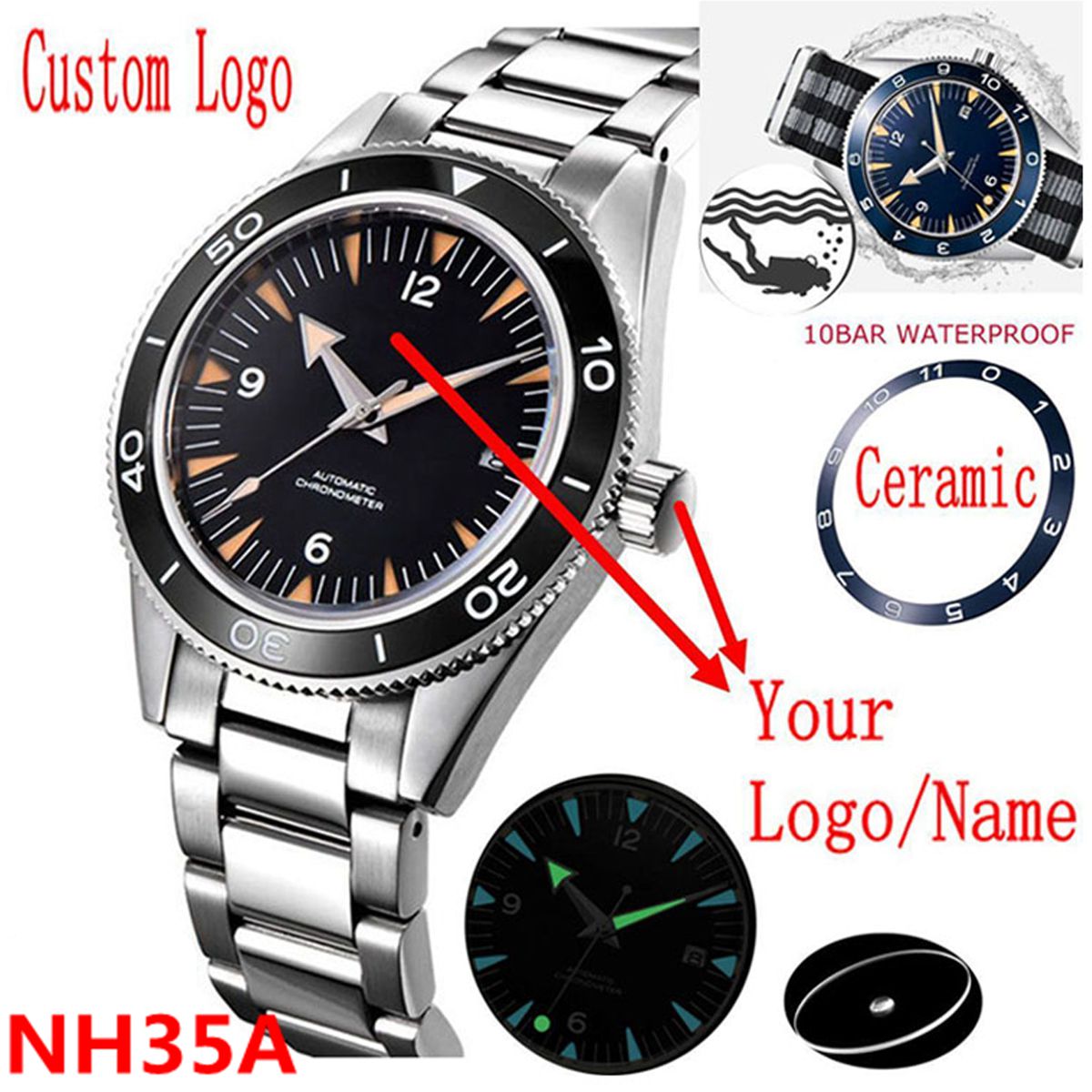 Luxury Watch Quality - Tùy Chỉnh Logo NH35A Đồng Hồ