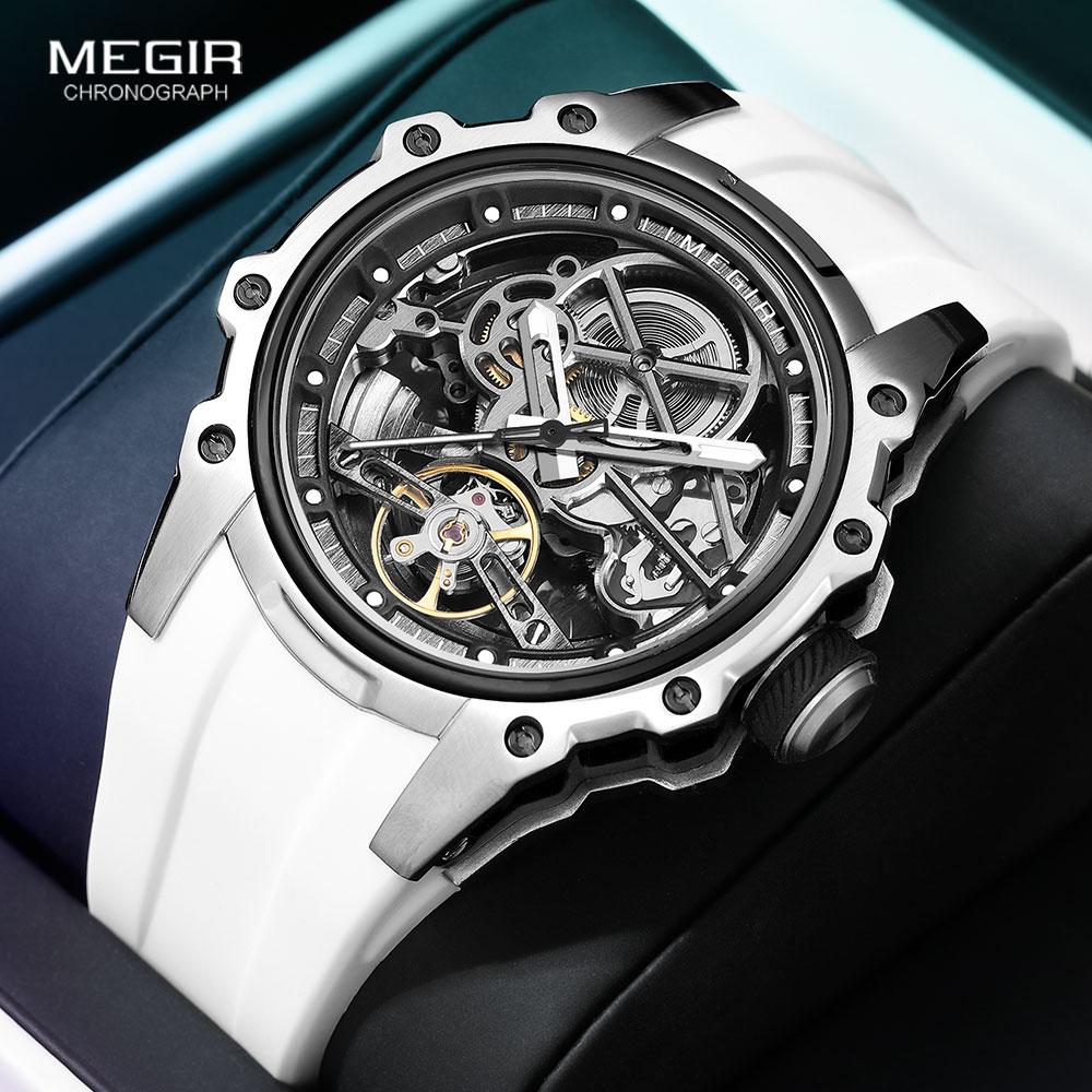 Luxury Watch White - MEGIR Sports Automatic Mechanical Watch for