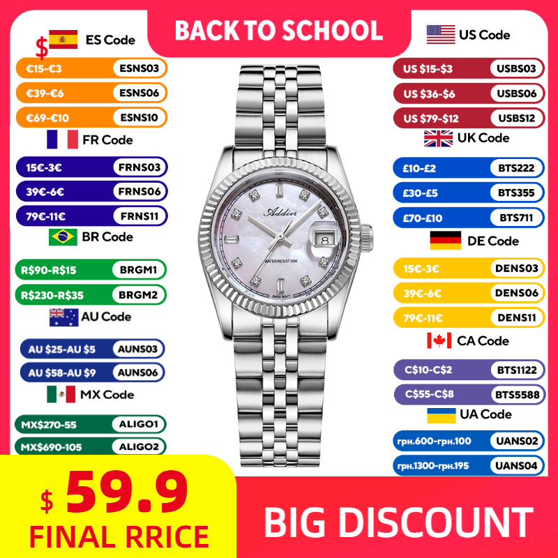 Luxury Watch Quartz - ADDIES 585 Quartz Women's Watches Sapphire