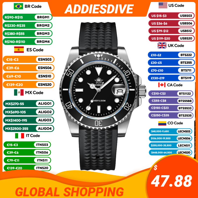 ADDIESDIVE Luxury Stainless St - đánh giá và giá Luxury Watch Drawing