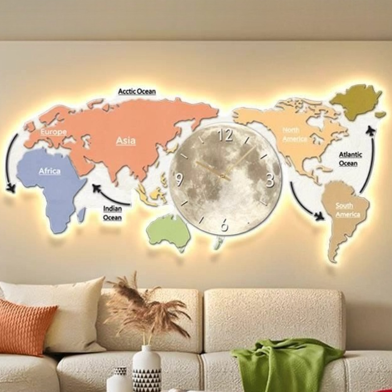 World Map Glowing Wall Clock L - đánh giá và giá Luxury Watch House