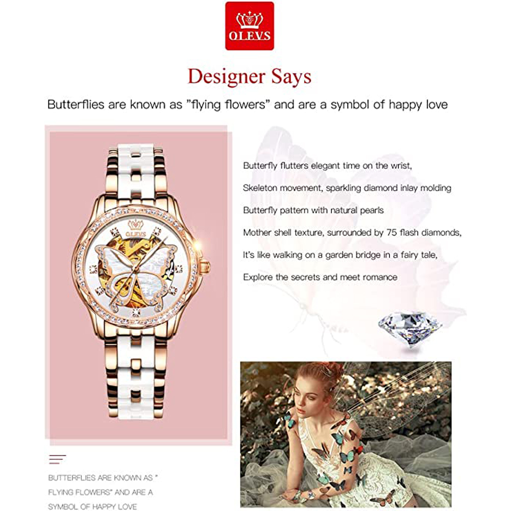 OLEVS Nữ Tự Động Của Đồng Hồ C - đánh giá và giá Luxury Watch White
